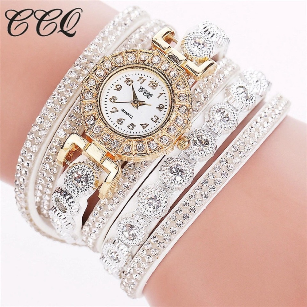 White Wrap Around Wristband Bracelet Watch